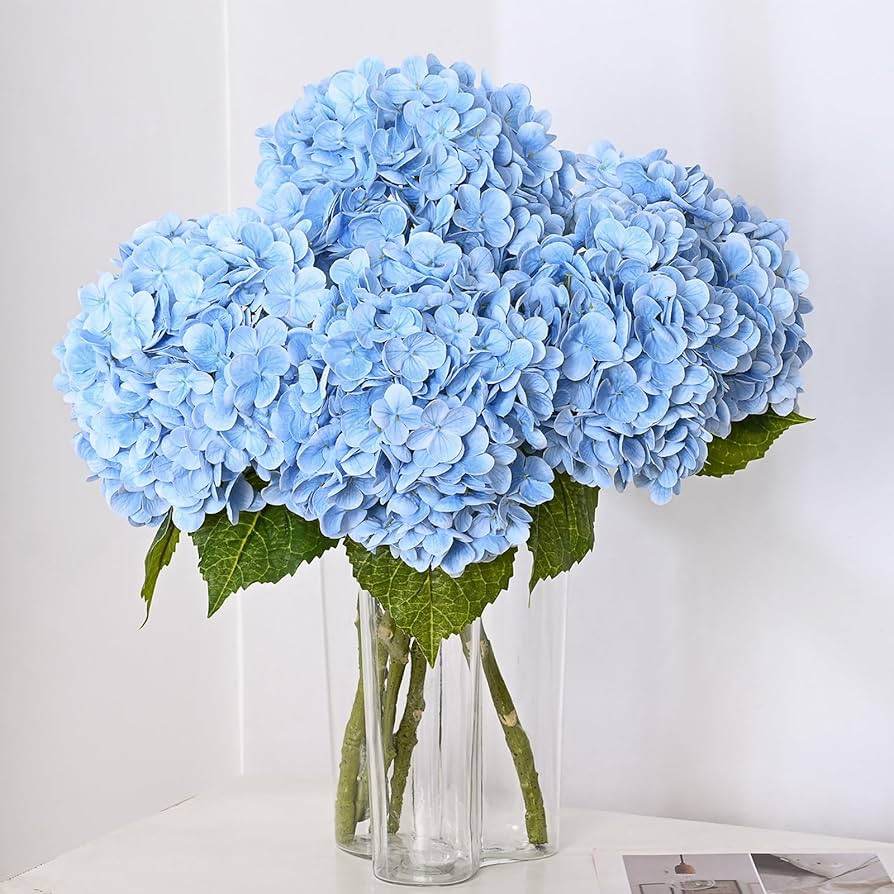 MARTINE MALL 3Pcs 21in Hydrangea Artificial Flowers, Latex Real Touch Hydrangeas Lifelike Large H... | Amazon (US)