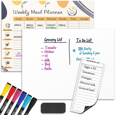 SCRIBBLEDO Magnetic Meal Planner 13"x17" Dry Erase Diet Planner with Blank  & Shopping List Magnet, 6 Markers & Eraser | Target