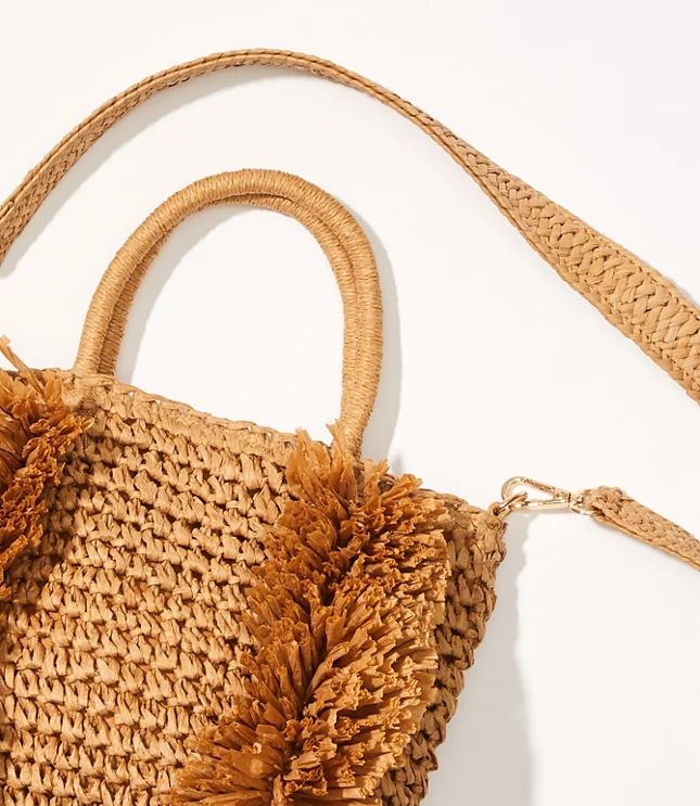 Fringe Straw Crossbody Bag | LOFT | LOFT