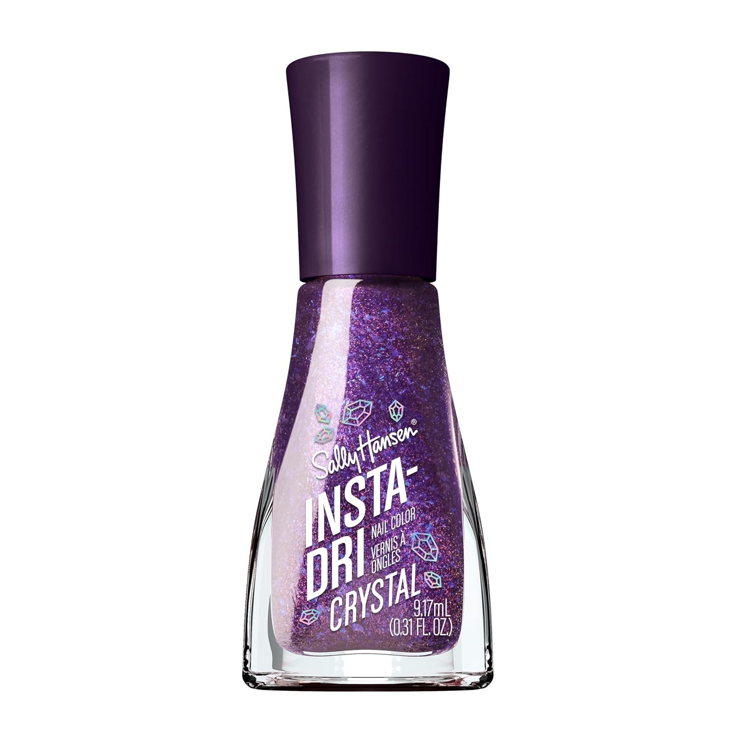 Sally Hansen Insta-Dri Crystal Nail Polish | Quick Dry, Long Lasting, Streak-Free Shine | Opaque, Shimmery | 124 Amethyst Allure | Holographic Violet Nail Color | Amazon (US)