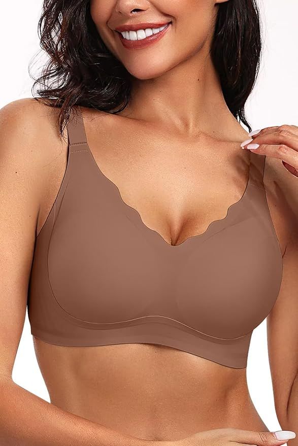 Vertvie Women's Seamless Bras No Underwire Scalloped Push Up Bras Soft Wireless Comfort Bralettes... | Amazon (US)