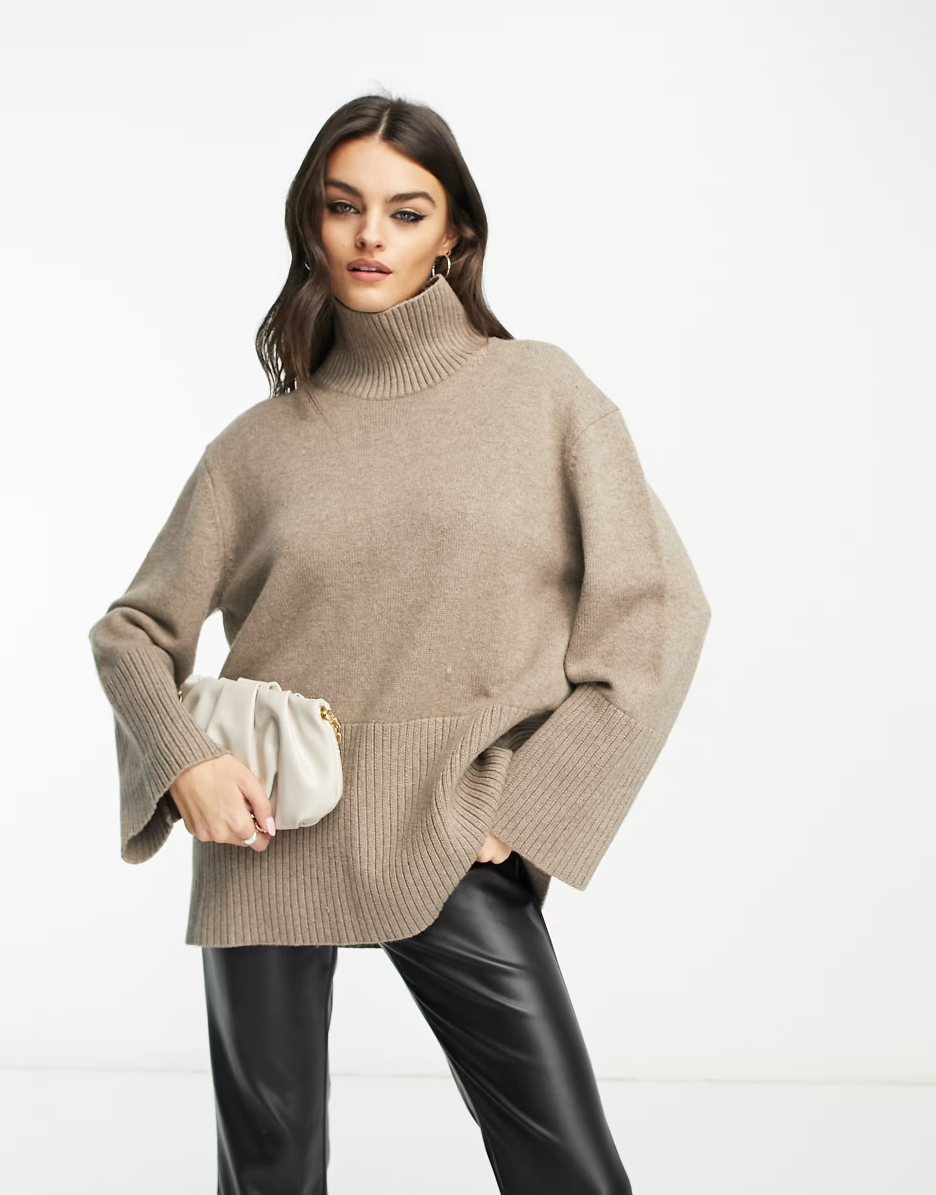& Other Stories chunky turtleneck sweater in mole | ASOS (Global)