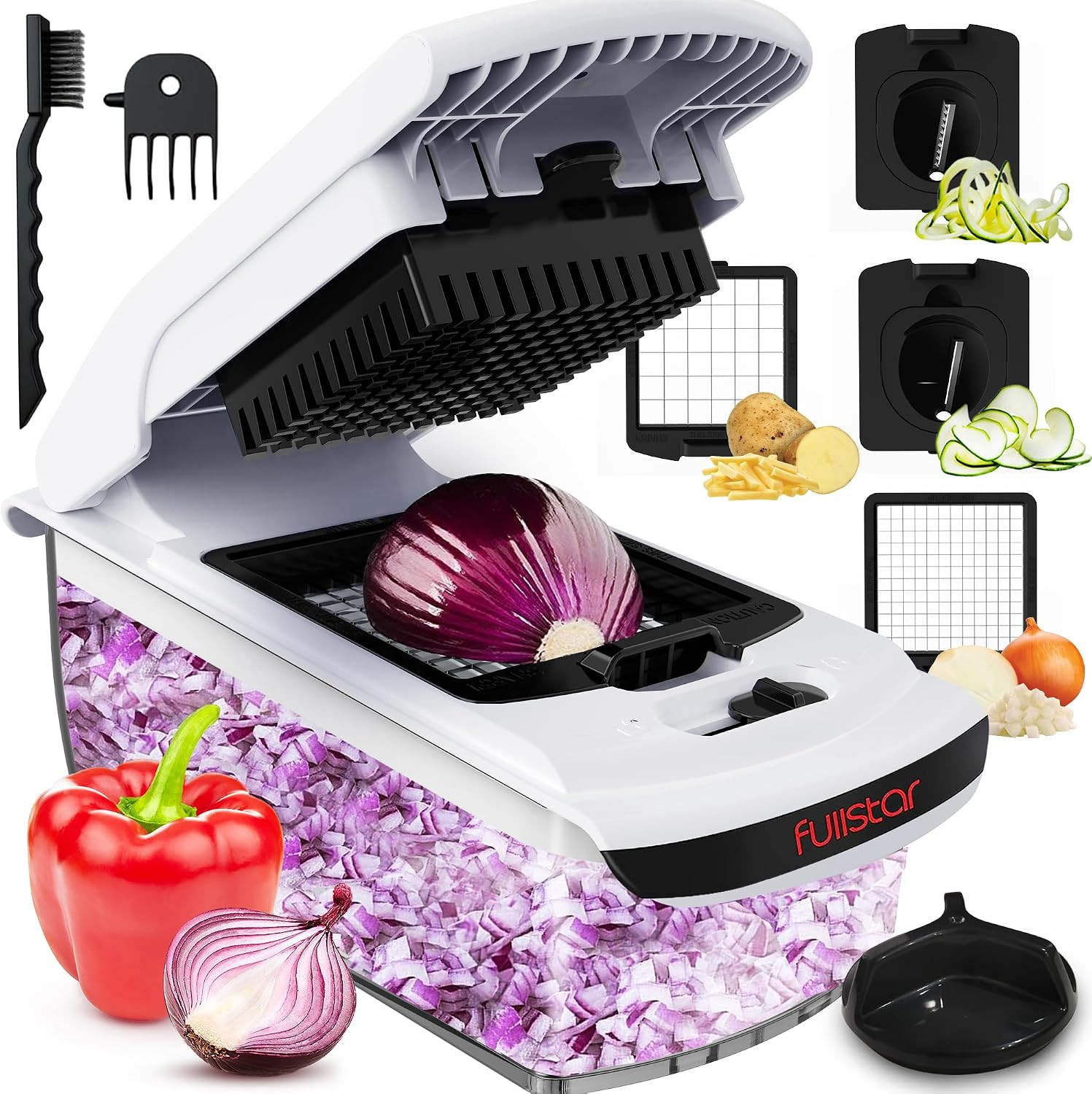 Fullstar Vegetable Chopper - Spiralizer Vegetable Slicer - Onion Chopper with Container - Pro Foo... | Amazon (US)