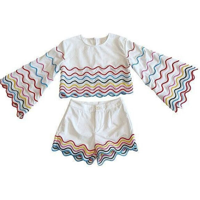 Rainbow Wave Short Set, White | Maisonette