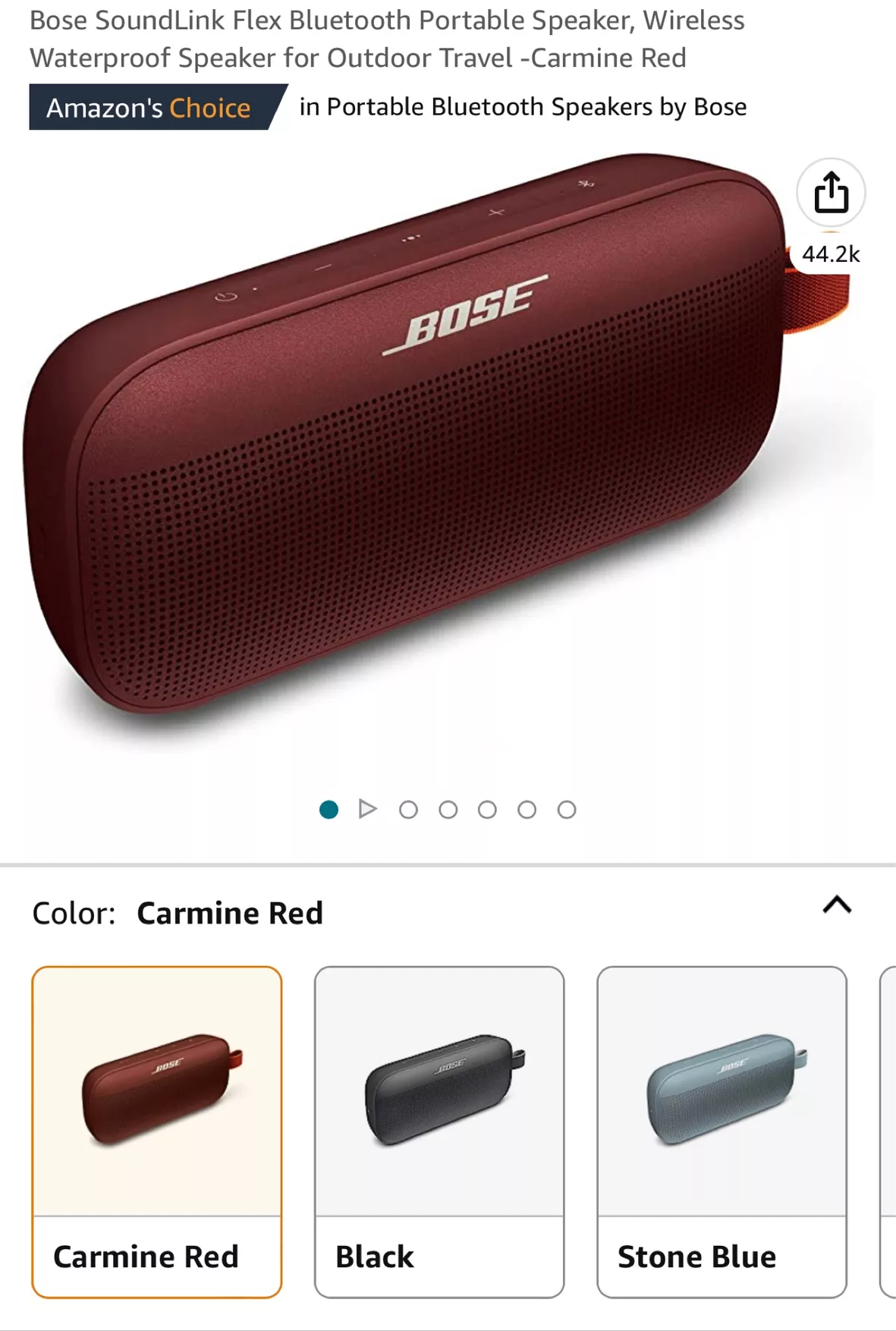Bose SoundLink Flex Wireless Waterproof Portable Bluetooth Speaker, Carmine  Red 