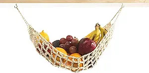 Hanging Fruit Hammock Under Cabinet - 1 Macrame Fruit Hammock with 2PCS Hooks - Handwoven Cotton ... | Amazon (US)