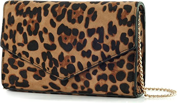 Leopard Print Envelope Evening Clutch Women Chain Shoulder Bag | Amazon (US)