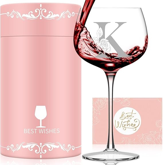 Personalized Gifts for Women, Monogrammed A-Z Wine Glass Customized Gift, Unique Christmas Birthd... | Amazon (US)