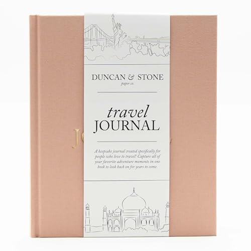 DUNCAN & STONE PAPER CO. Travel Journals - Elegant Journaling Notebook To Record All Your Travel Fun, & More - 110 Page Linen Hardcover Journal For Up To 15 Trips (Rose) | Amazon (US)