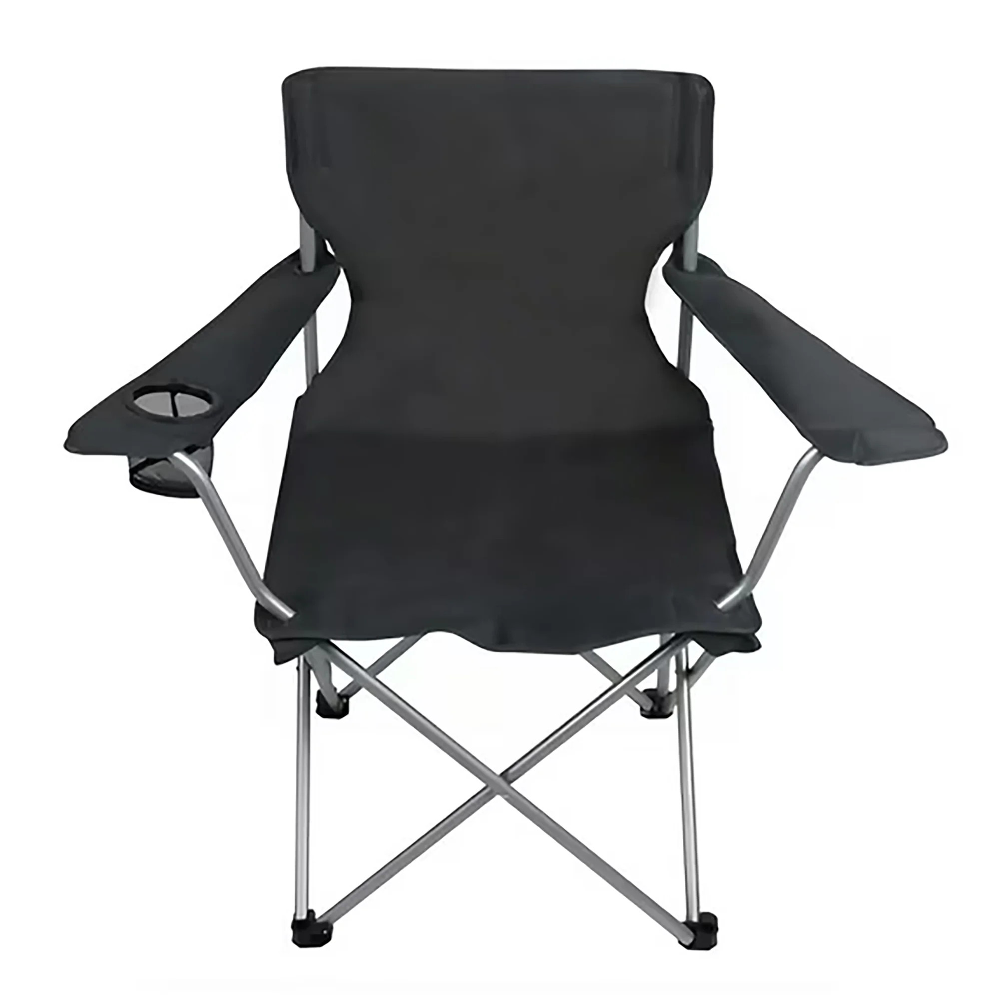 Ozark Trail Basic Quad Folding Outdoor Camp Chair with Cup Holder, Black, Outdoor | Walmart (US)