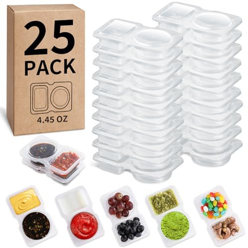 RASUSS 25 Sets Condiment Container with Lid, Double Compartment Snackle Box Container with Lids - Leak-Proof BPA-Free Food Storage, Meal Prep & Travel Snacks,School Lunches，Meal Prep, Takeout | Amazon (US)