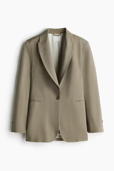 H & M - Linen-Blend Blazer - Green | H&M (US + CA)