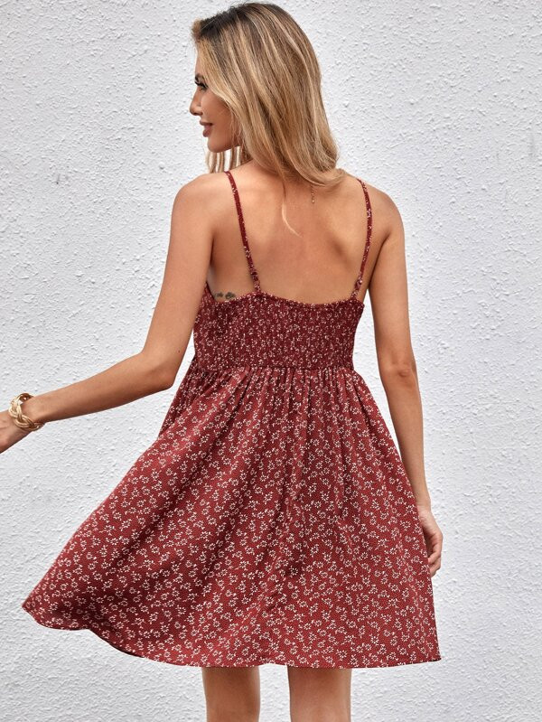 Ditsy Floral Shirred Back Cami Dress | SHEIN