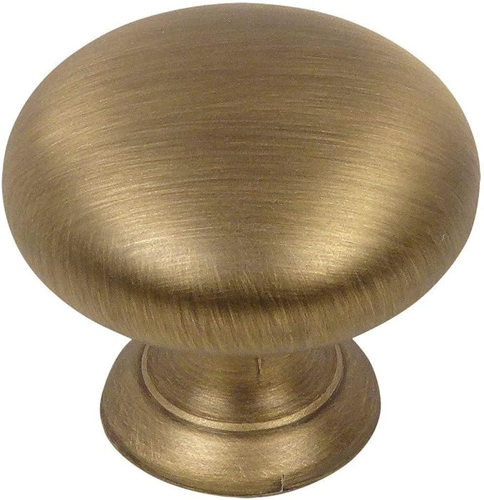 10 Pack - Cosmas 4950BAB Brushed Antique Brass Cabinet Hardware Round Mushroom Knob - 1-1/4" Diam... | Amazon (US)