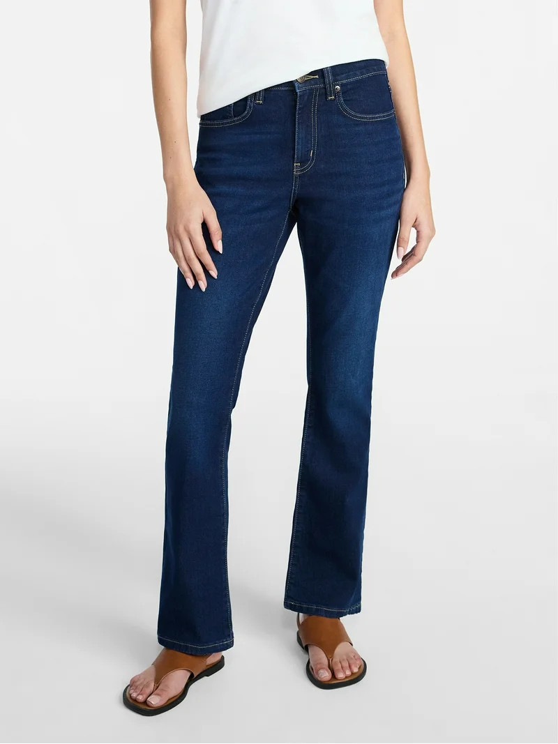 Time and Tru Women's Mid Rise Bootcut Jeans, 30" Inseam, Sizes 0-22, 10S-16S | Walmart (US)