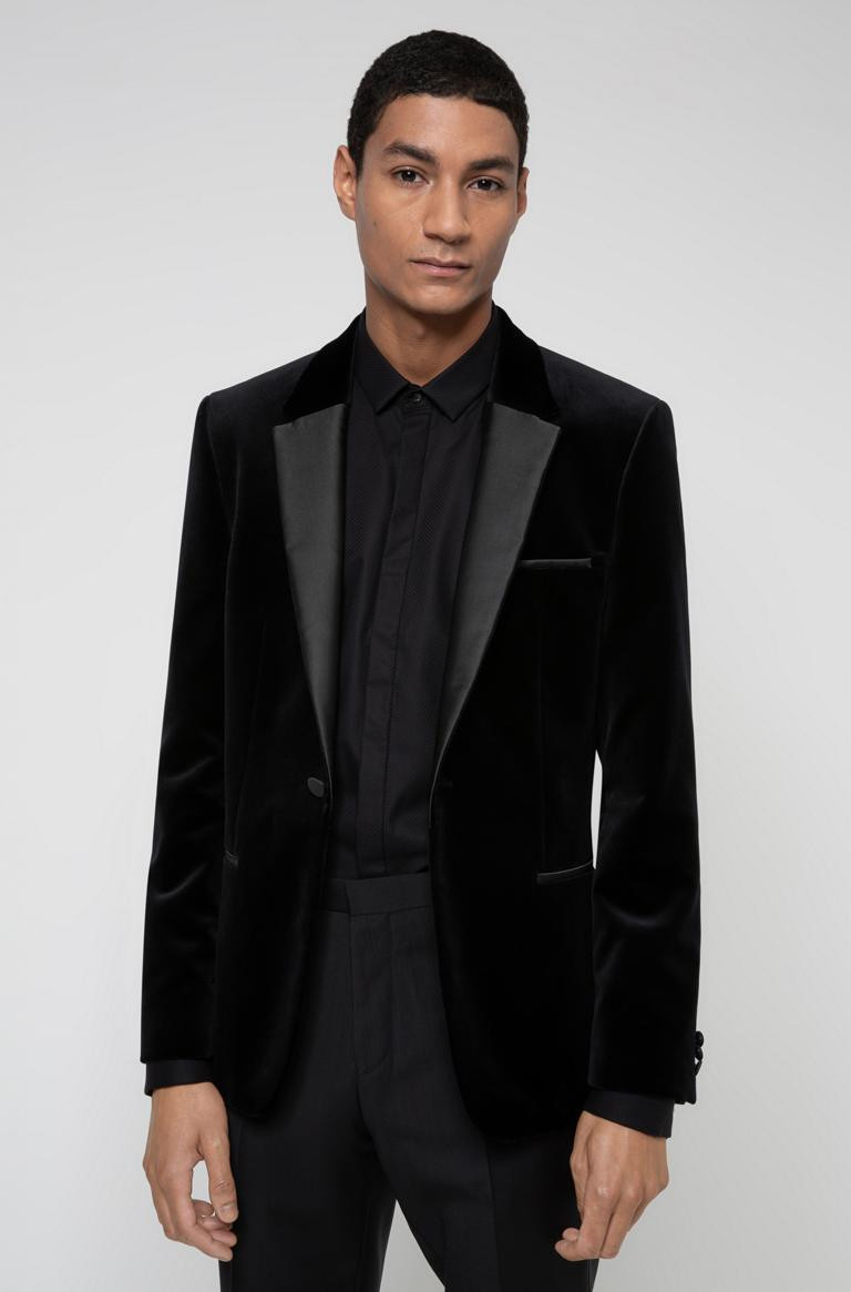 HUGO - Extra-slim-fit evening jacket in cotton velvet | Hugo Boss (UK)