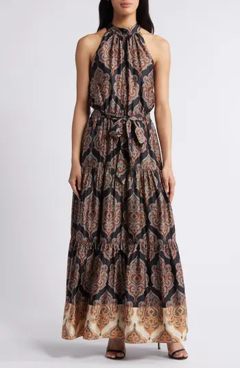 Julia Jordan Paisley Print Sleeveless Stretch Satin Maxi Dress | Nordstrom | Nordstrom