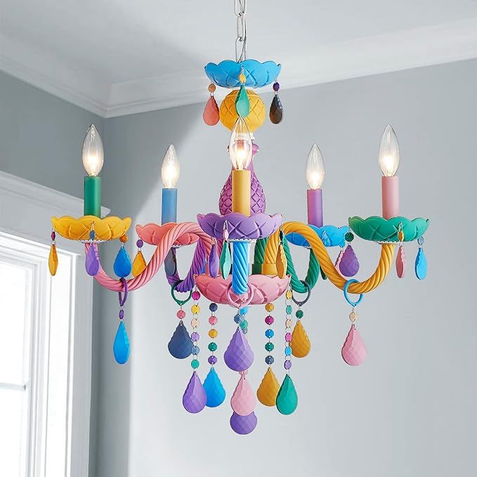 Shrine 5-Lights Modern Chandelier Light Fixture, Colourful Candy Design, Perfect for Bedroom, Liv... | Amazon (US)