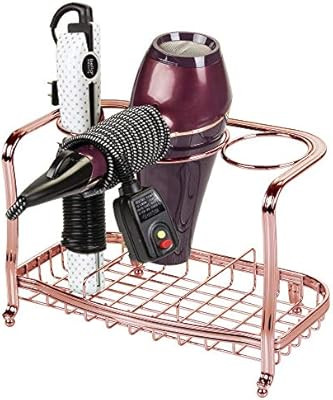 mDesign Metal Hair Care & Styling Tool Organizer Holder - 3 Sections - Bathroom Vanity Countertop... | Amazon (US)