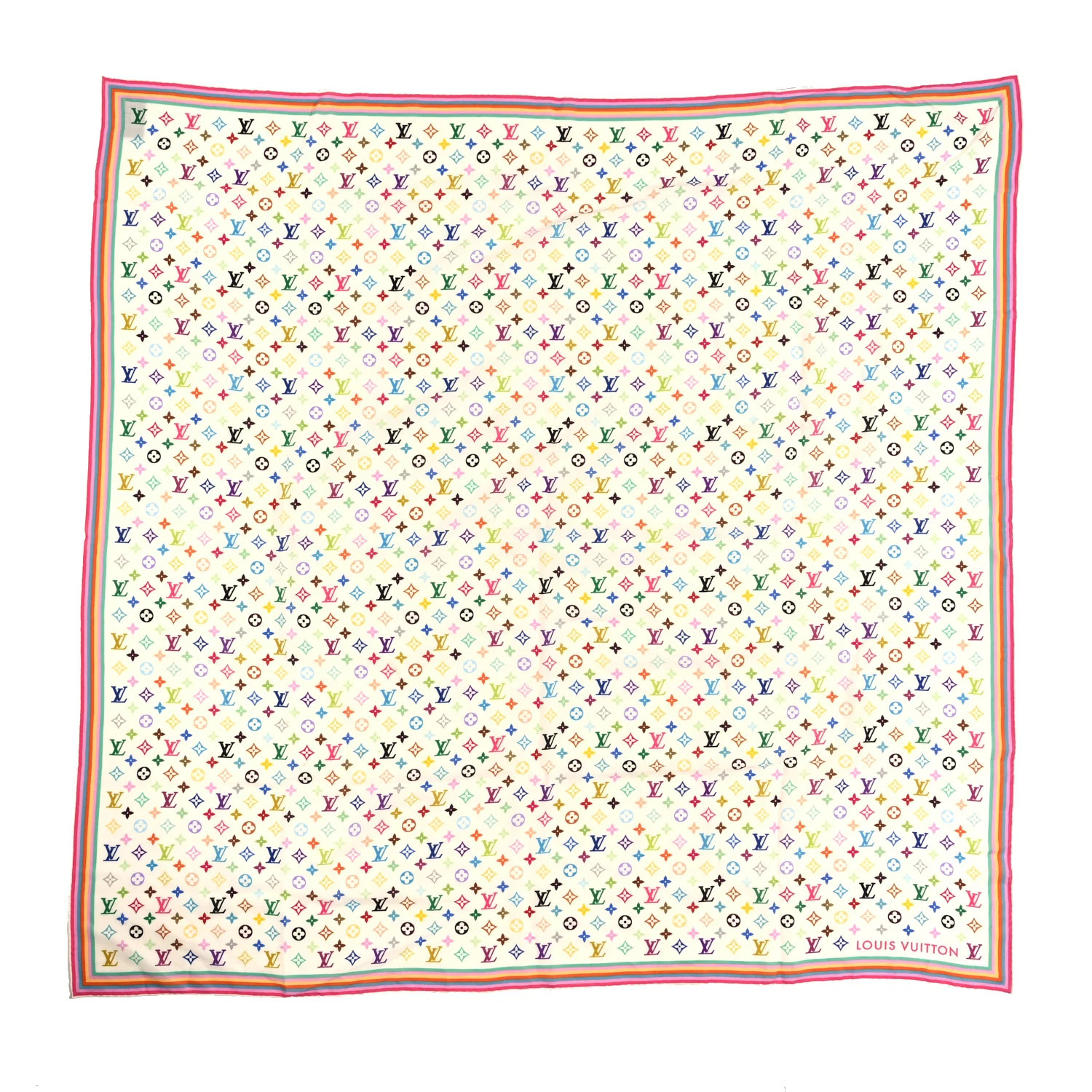 Louis Vuitton LV X TM Wool Silk Monogram Multicolor Shawl White 1799980 | FASHIONPHILE (US)