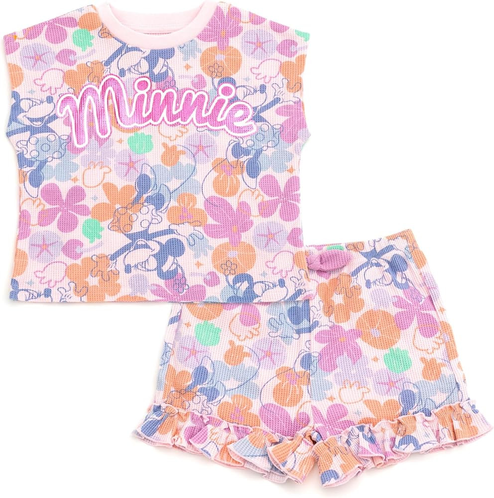Disney Waffle Knit T-Shirt and Shorts Outfit Set Newborn to Little Kid Sizes (0-3 Months - 5) | Amazon (US)