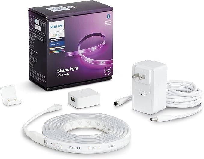 Philips Hue Bluetooth Smart Lightstrip Plus 2m/6ft Base Kit with Plug, (Voice Compatible with Ama... | Amazon (US)