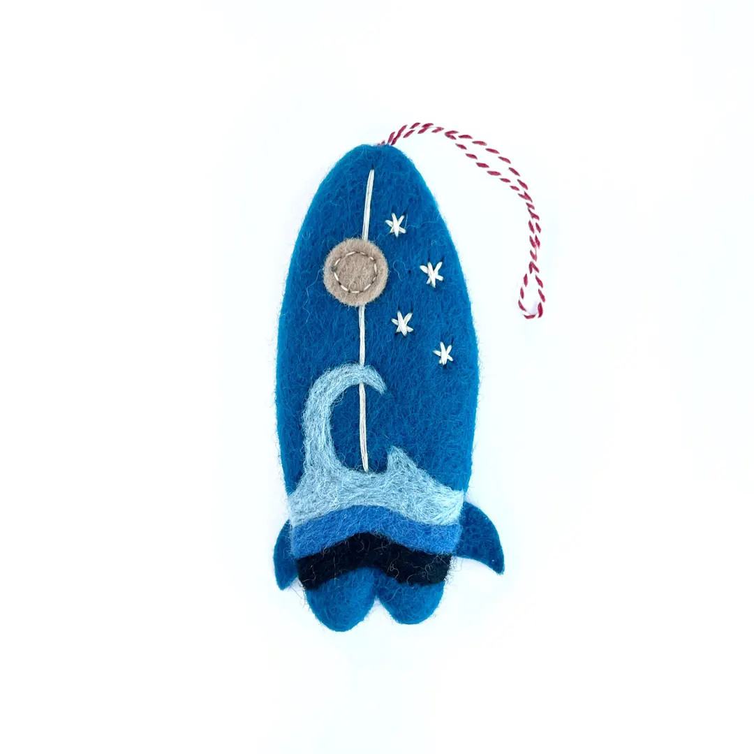 Felt Surfboard Christmas Ornament: Blue Wave, Fair Trade Holiday Decor - Etsy | Etsy (US)