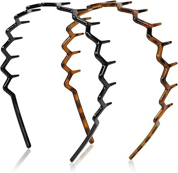 WOVOWOVO Zig Zag Headbands, 2PCS Plastic Wavy Hair Band with Teeth, Comb Headbands for Women and ... | Amazon (US)
