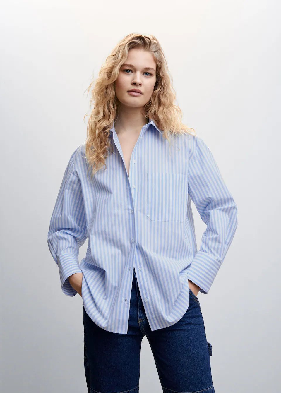 Oversize striped shirt | MANGO (US)