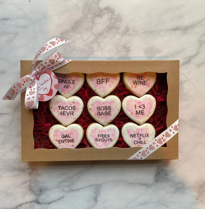 Valentine's Day Conversation Hearts Cookie Gift Box Set, Galentine's Day  Cookie Gifts, Girlfrien... | Etsy (US)