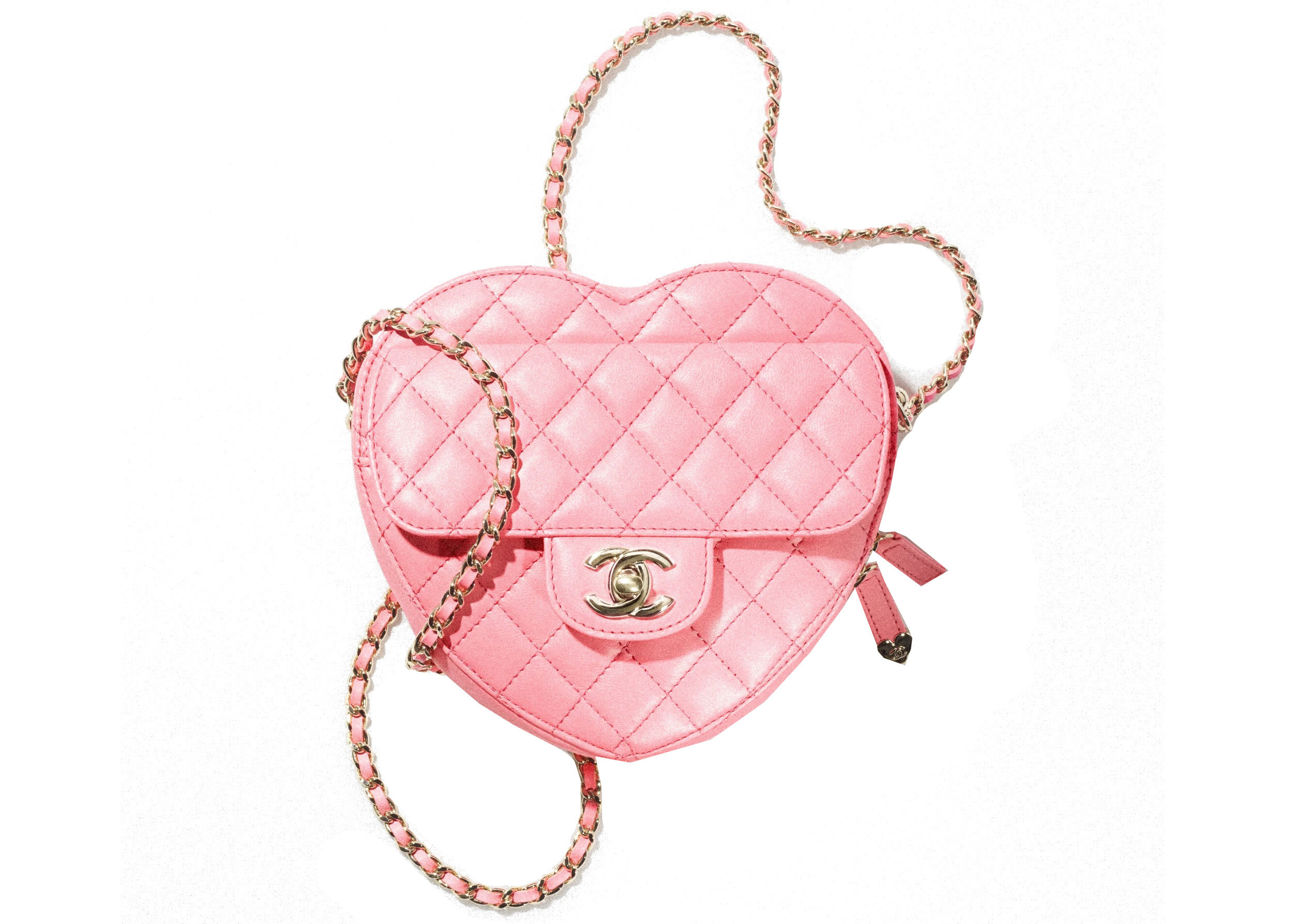 Women's Chanel Heart Bag 22S Lambskin in Coral Pink | StockX