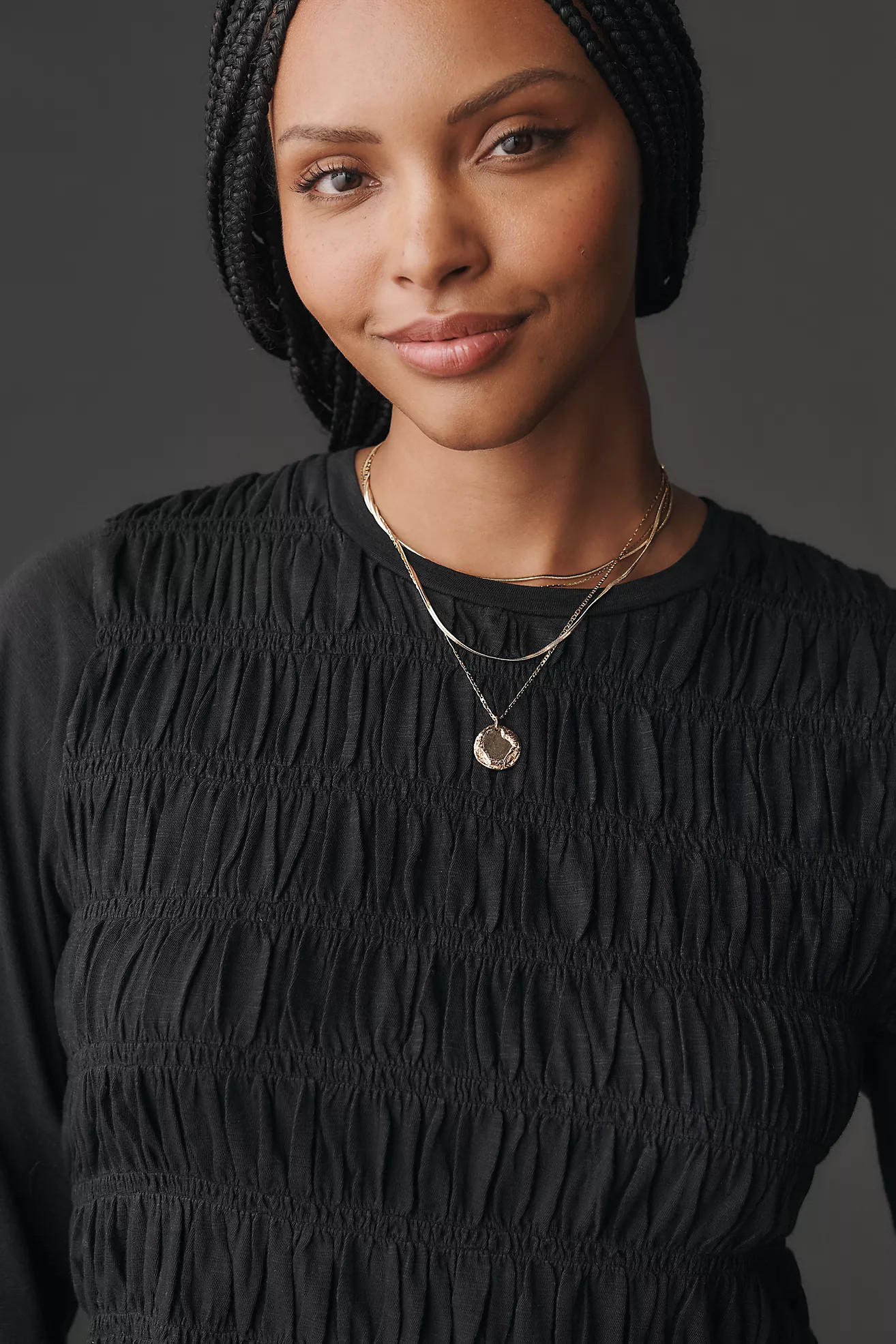 Pilcro Long-Sleeve Smocked Top | Anthropologie (US)