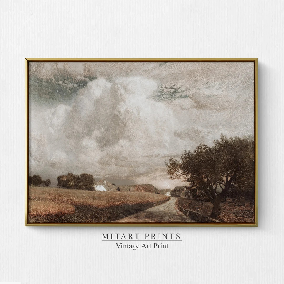 Vintage European Landscape Oil Painting, Country Landscape Print, Rustic Farmhouse Wall Art, Anti... | Etsy (US)