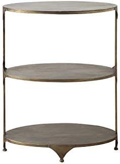 Creative Co-Op Antique Gold Oval Metal 3-Tier Shelf Side Table | Amazon (US)