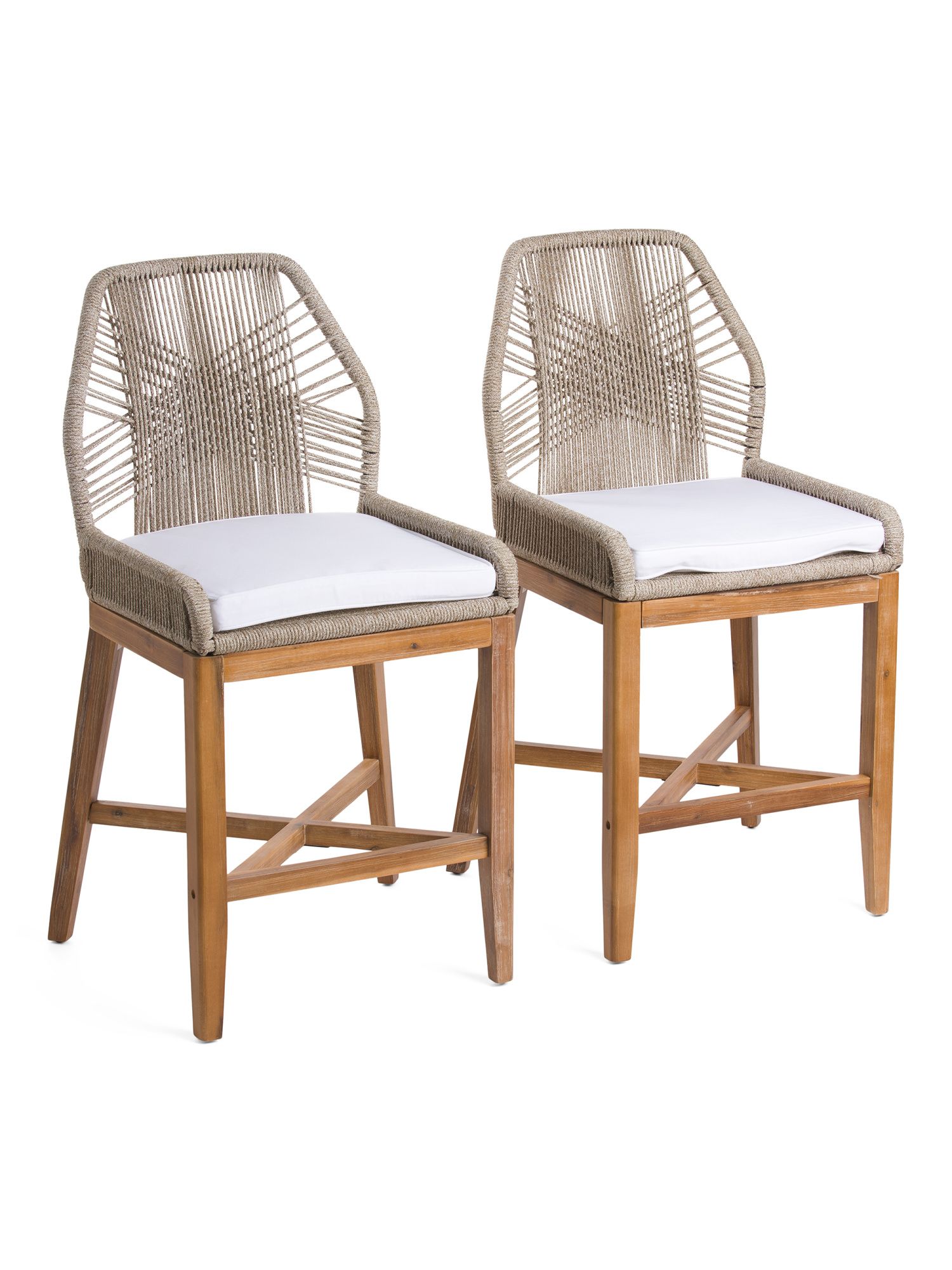 Set Of 2 Rope Crossweave Counter Stools With Cushions | TJ Maxx