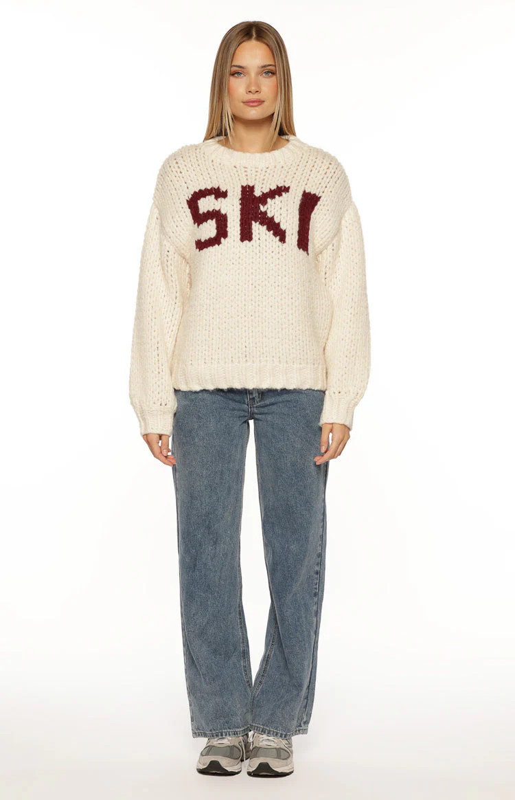 Jasmine Cream Jacquard Chunky Knit Sweater | Beginning Boutique (US)