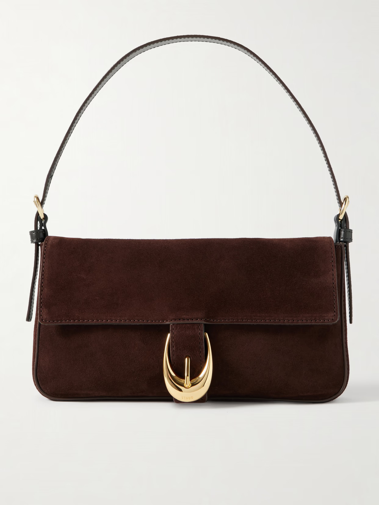 STAUD - Harlow Buckled Suede Shoulder Bag - Brown | NET-A-PORTER (US)