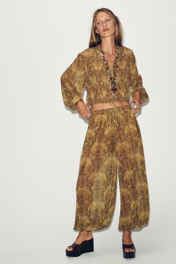 PRINTED BALLOON PANTS | Zara US