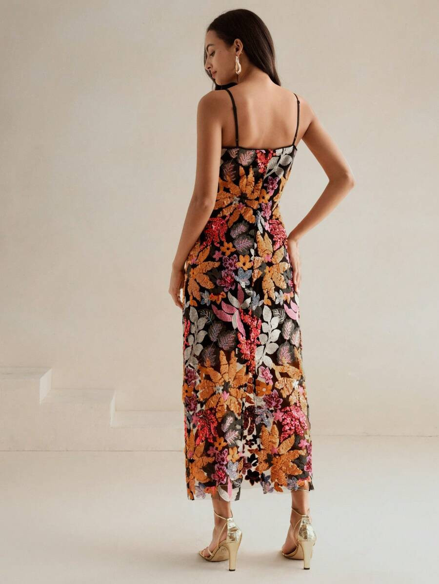 Anewsta Elegant Lady Colorful Printed Beaded Mid-Length Strapless Dress Maxi Women Outfit | SHEIN