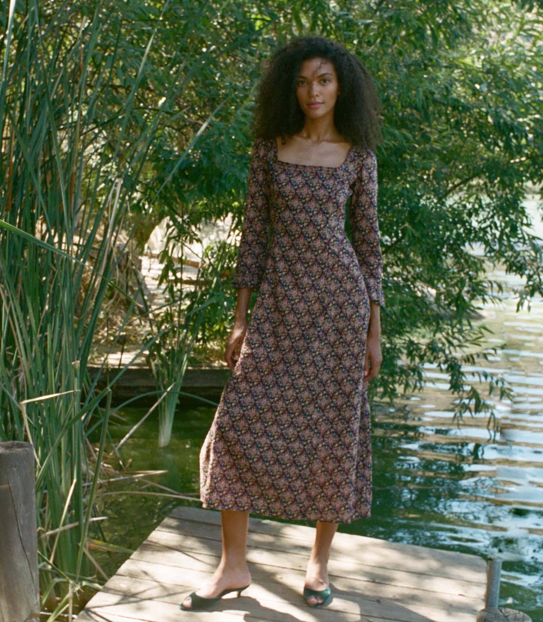 Marisa Dress - Noir Forest Floral | DÔEN | DOEN