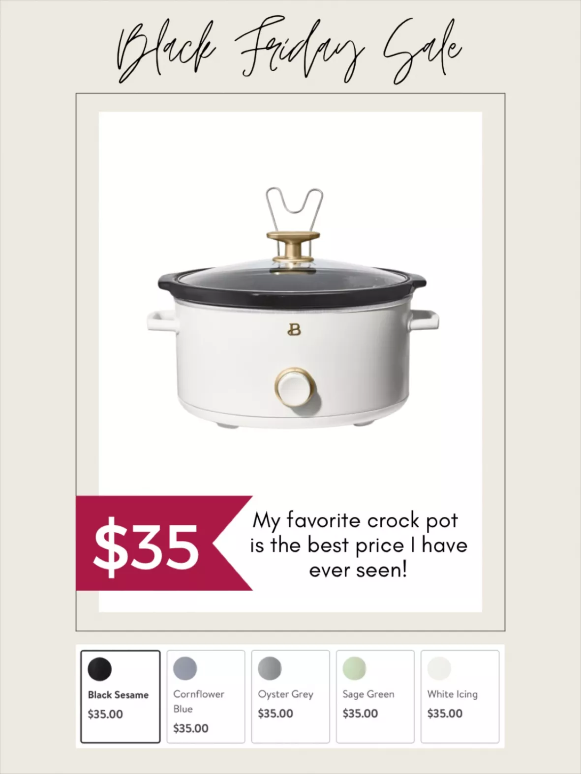 Beautiful 8QT Slow Cooker, Oyster Grey by Drew Barrymore - Walmart.com