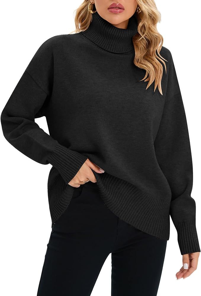 Famulily Sweaters for Women Oversized Long Sleeve Turtleneck Solid Casual Cozy Pullover Knitted J... | Amazon (CA)