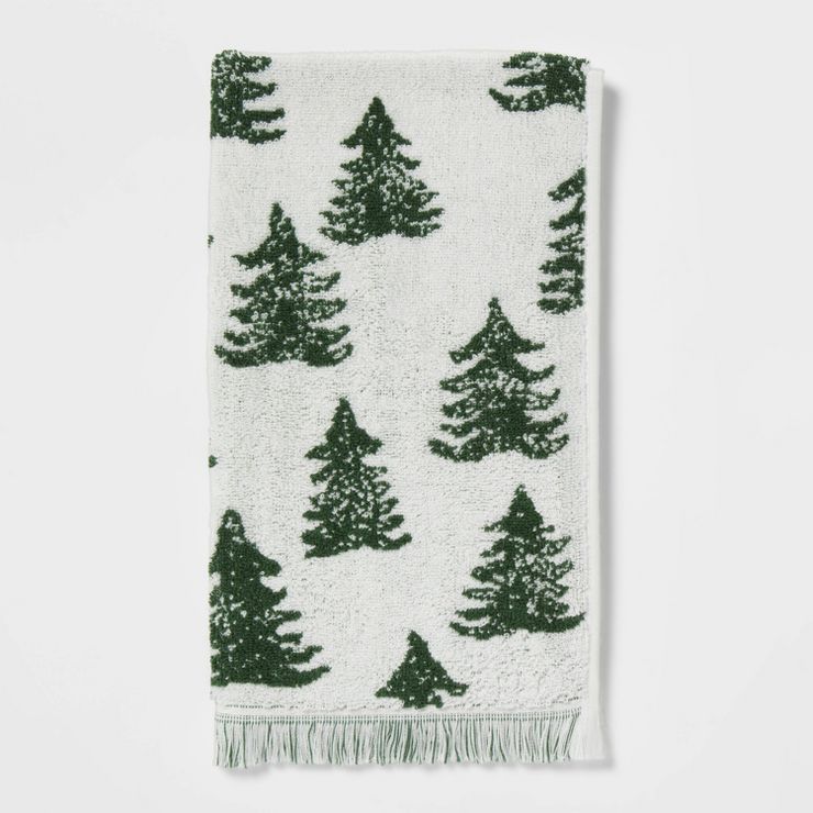 Allover Trees Christmas Hand Towel Forest Green - Threshold&#8482; | Target