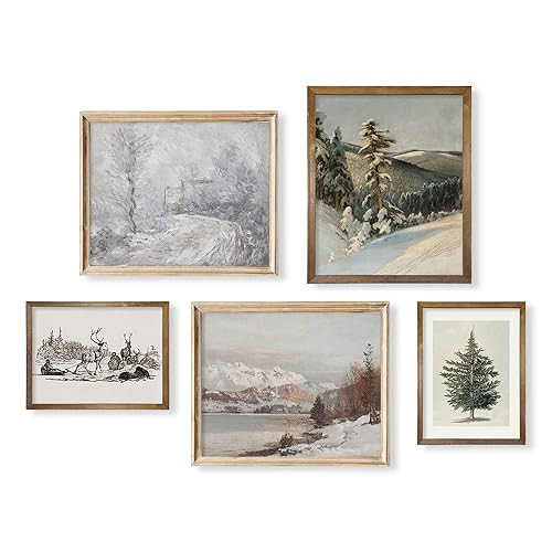 Rustic Snowy Winter Room Decor - Vintage Farmhouse Holiday Wall Decor - Christmas Wall Art - Boho... | Amazon (US)