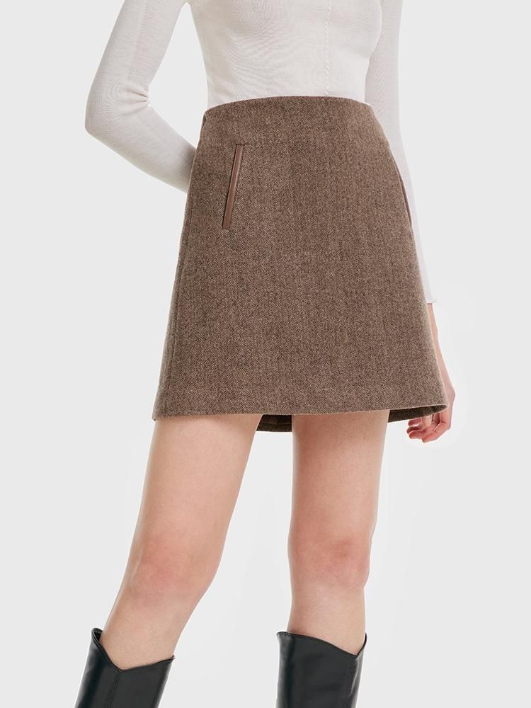 Washable Wool A-line Skirt | GoeliaGlobal