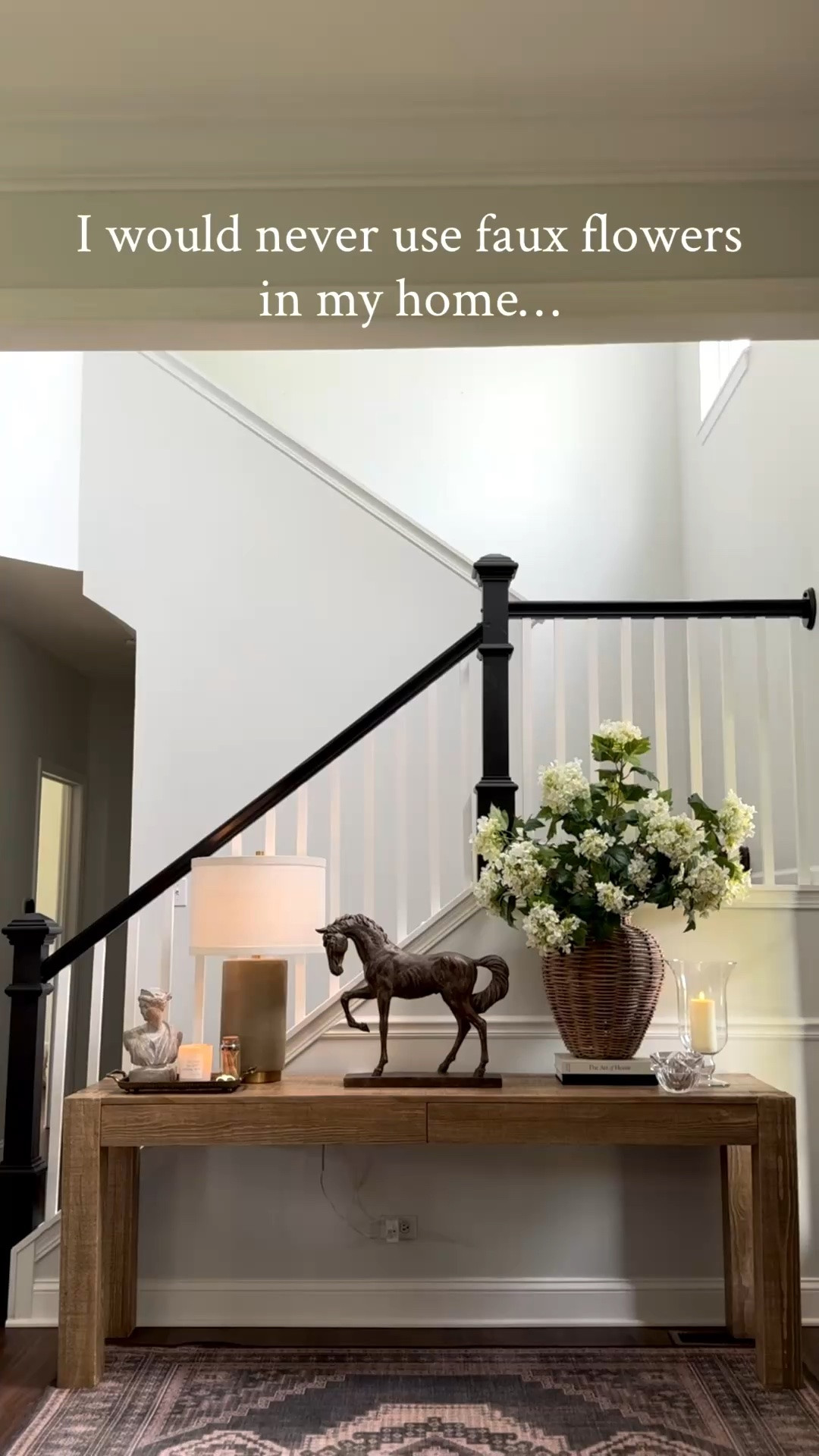 Soft summer tones, layered textures, and the prettiest faux hydrangeas I’ve ever seen! 🤍 The easiest way to refresh a console table for the season and they’re on sale right now.

#LTKSeasonal #LTKHome #LTKSaleAlert