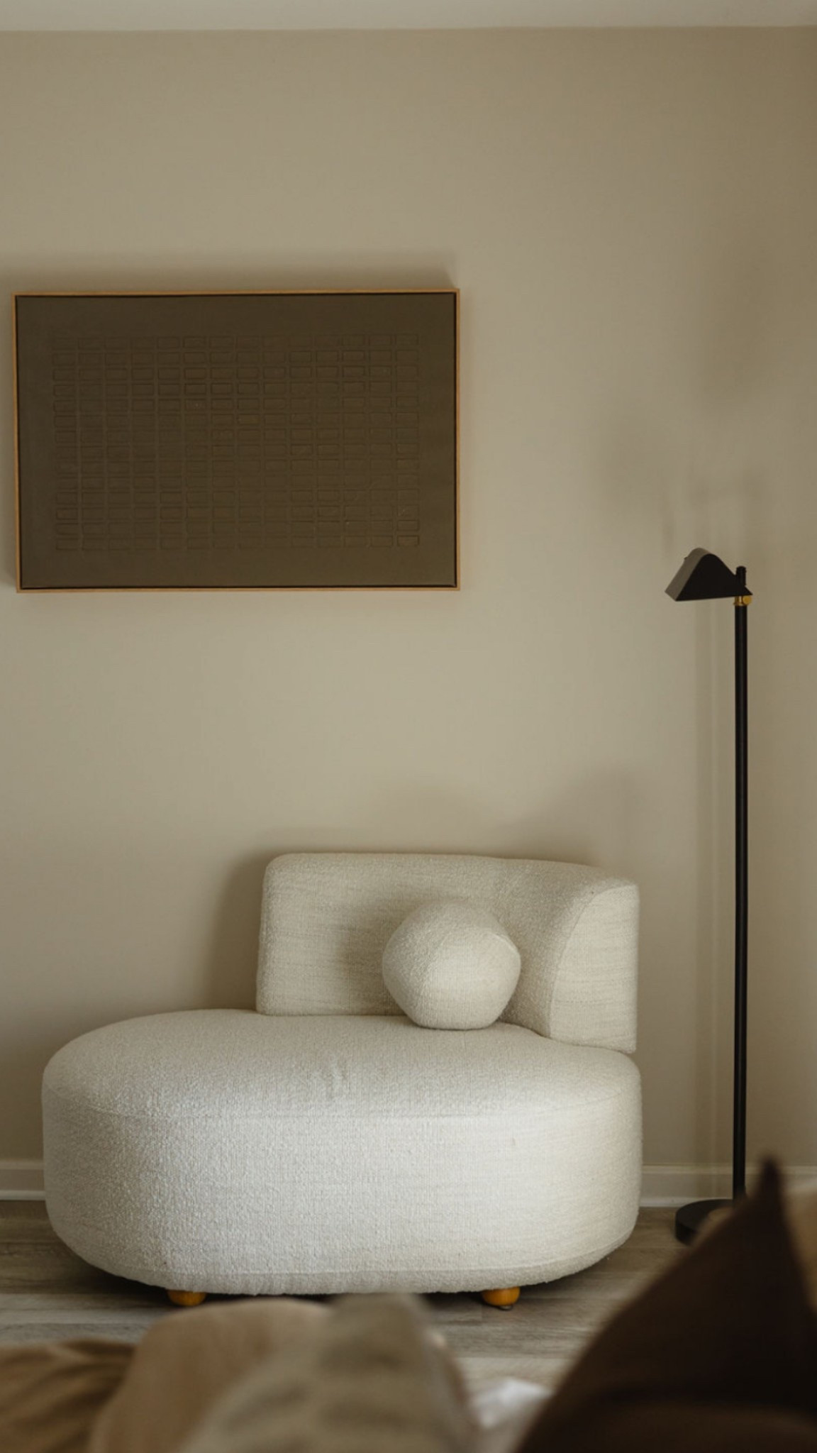 Bedroom lounge area #floorlamp #boucle #bouclechaise #seating 

#LTKHome