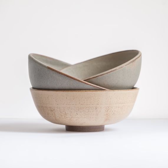 TO ORDER Ramen bowl in blue-gray or beige color matt glazed | Etsy | Etsy (US)