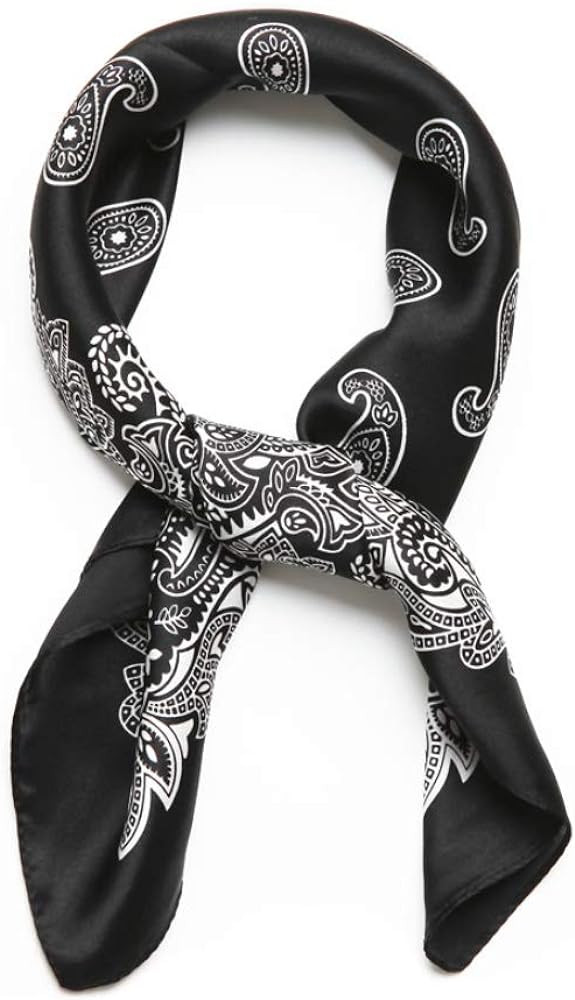 JERLA Women's Men's Small Square satin 100% Real Mulberry Silk Scarfs paisley Hair head face scarf 2 | Amazon (US)