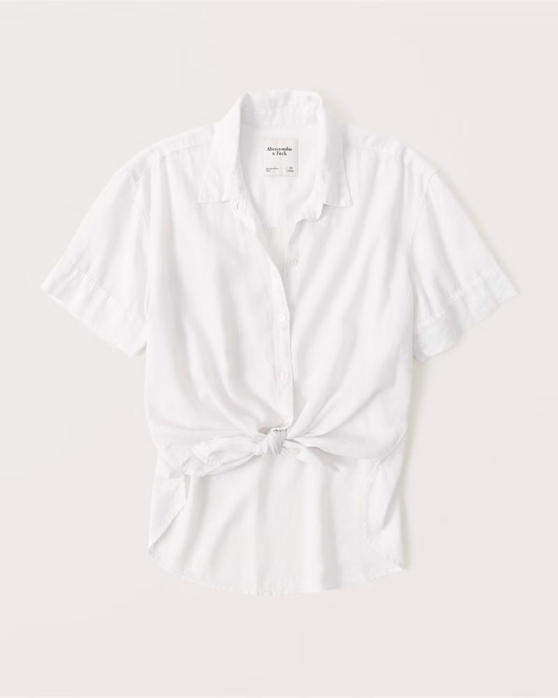 Short-Sleeve Resort Boyfriend Shirt | Abercrombie & Fitch (US)